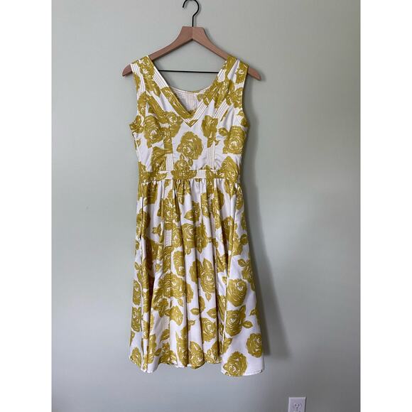 eShakti Women's Floral Dress Size MediumChartreuse Sleeveless Knee Length - Picture 5 of 9